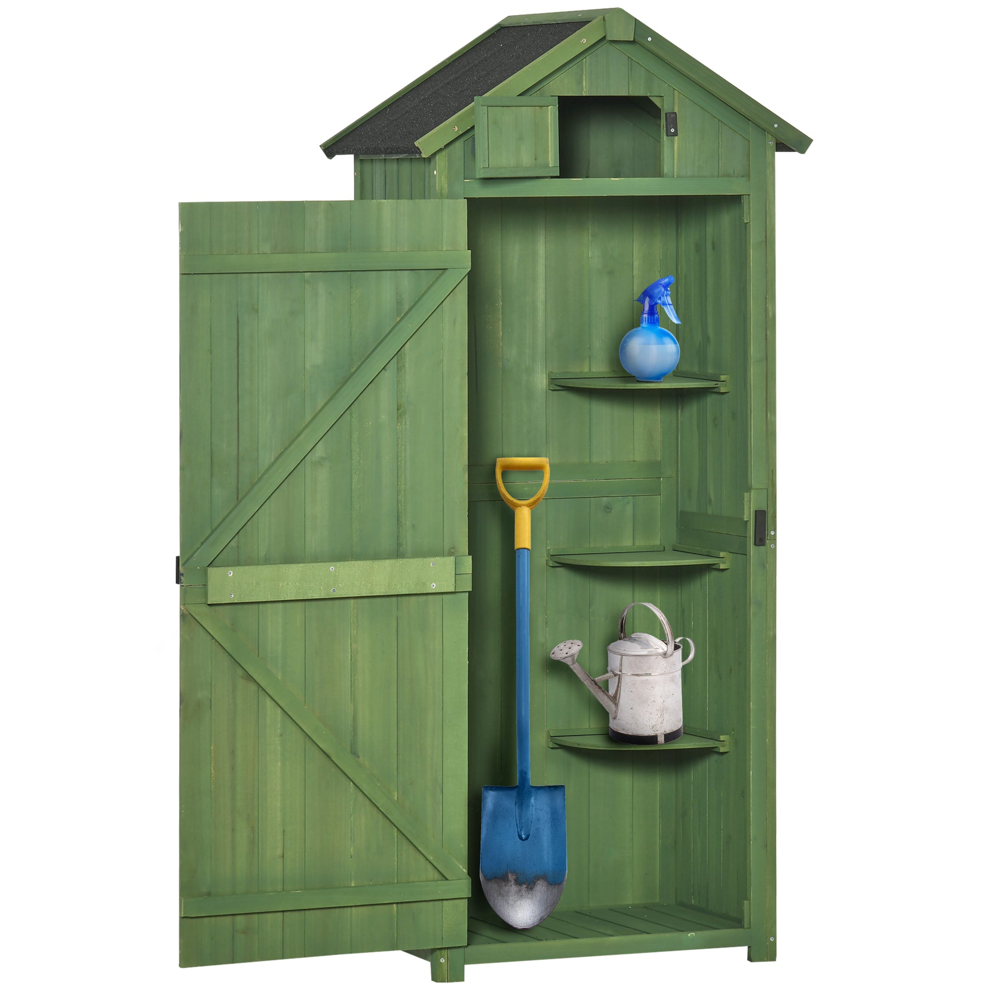 Small Shed, Tall Slim Wooden Garden Shed with 3 Removable Shelves