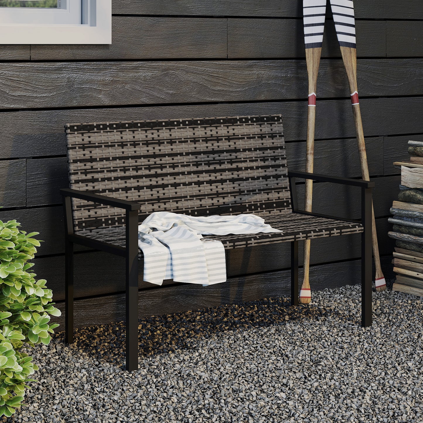 Two-Seater Rattan Bench