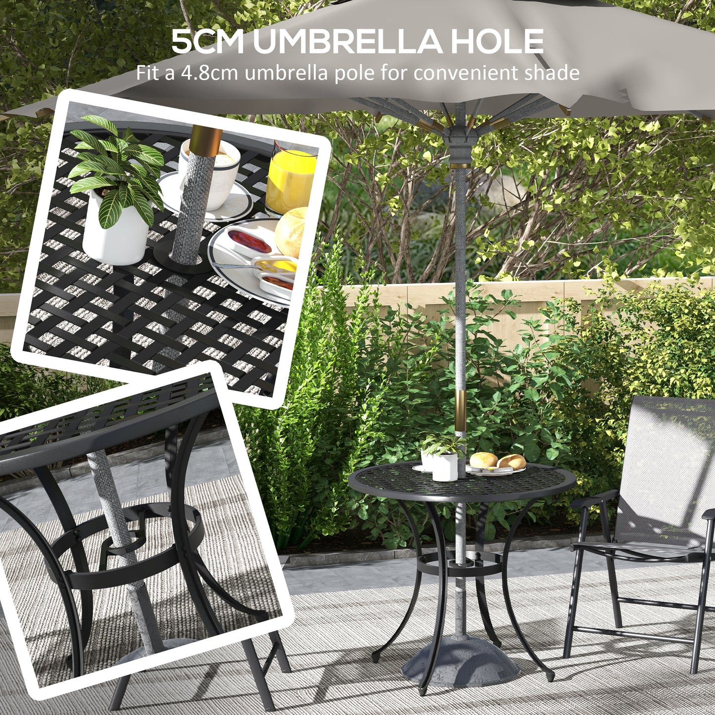 Round Aluminium Table, with ⌀50mm Parasol Hole