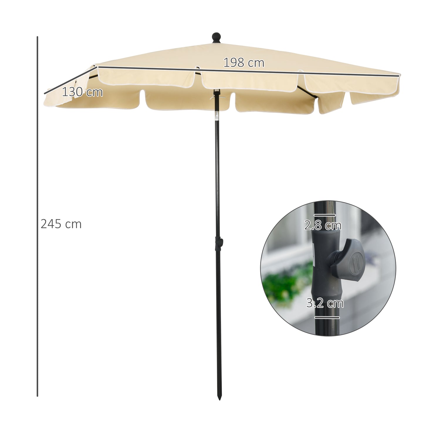 Garden Parasol Umbrella, Outdoor Market Table Umbrella