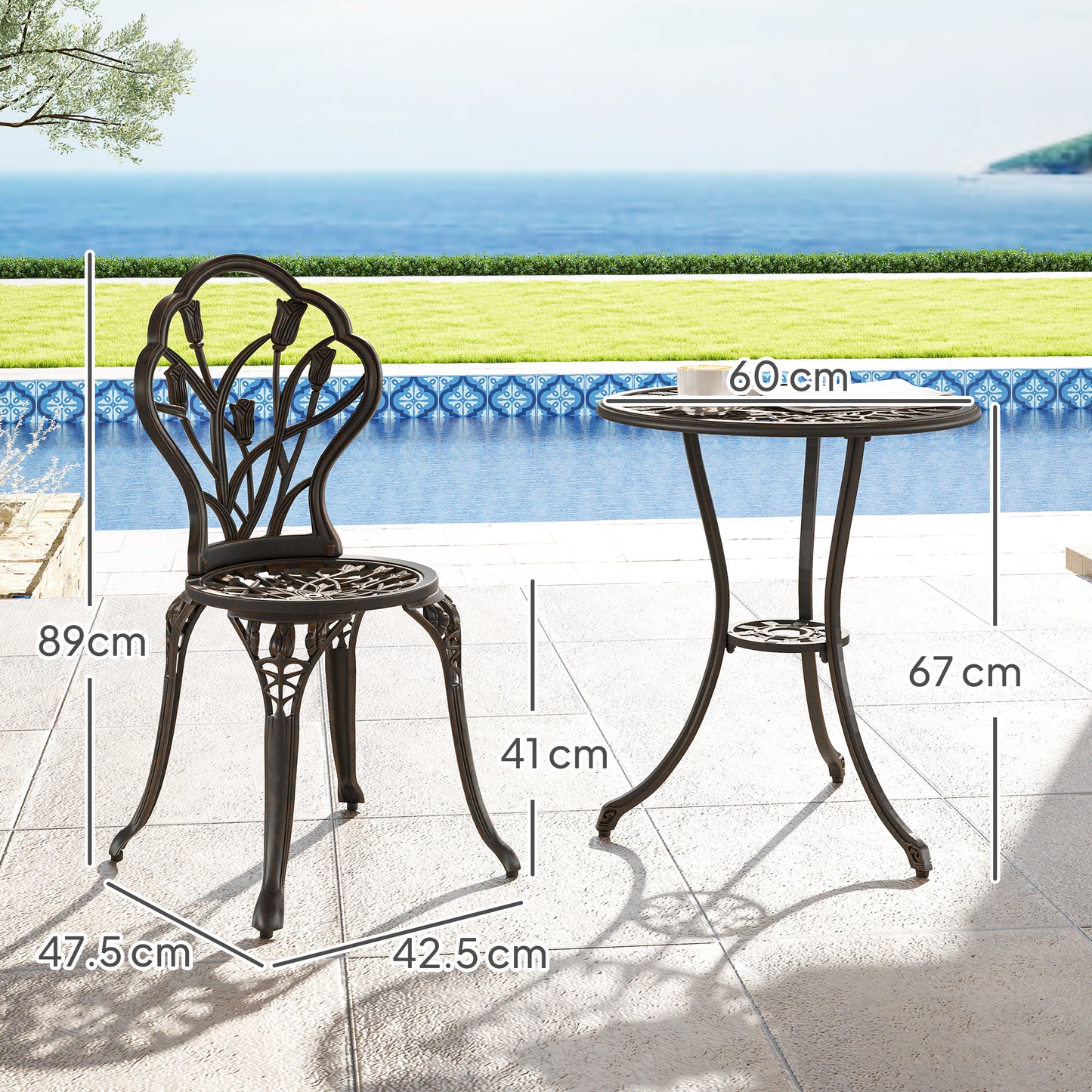 3 Piece Patio Bistro Set for 2