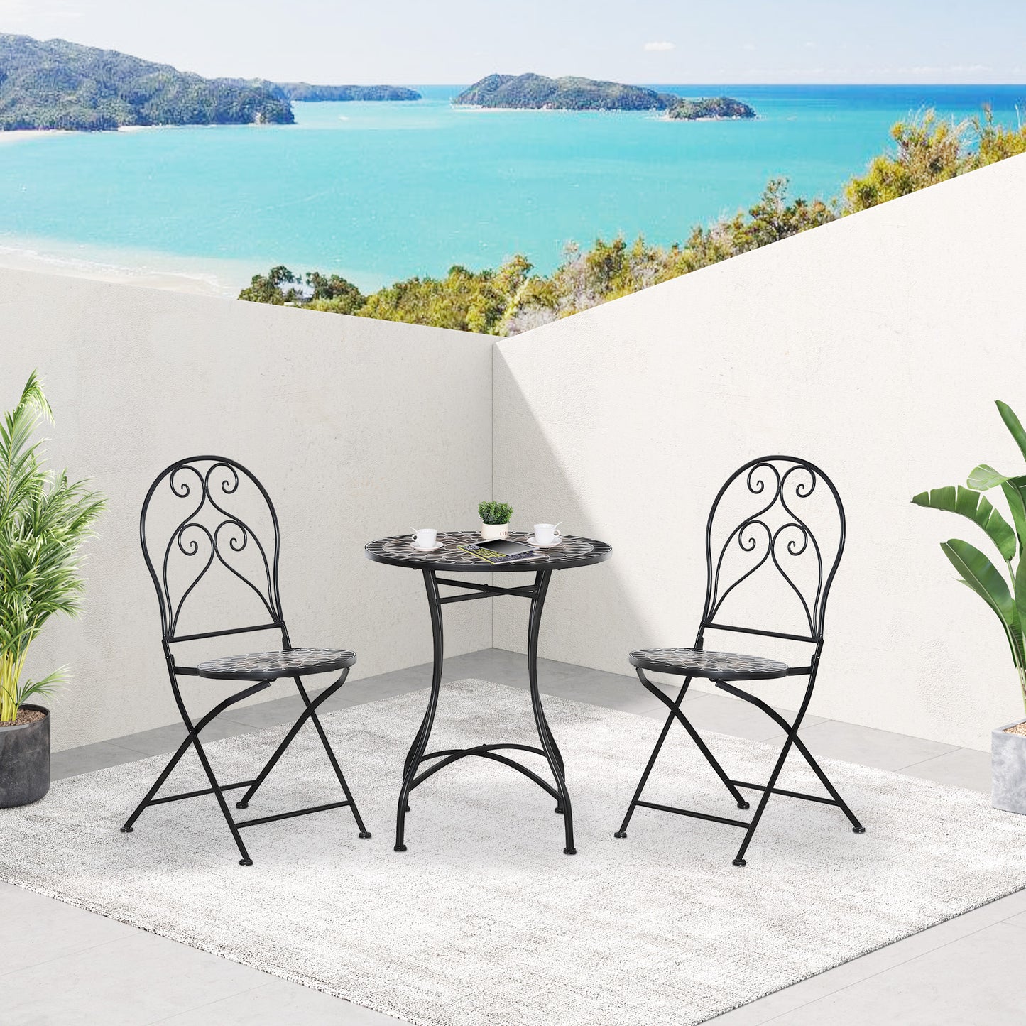 3 Pieces Garden Bistro Set with Coffee Table