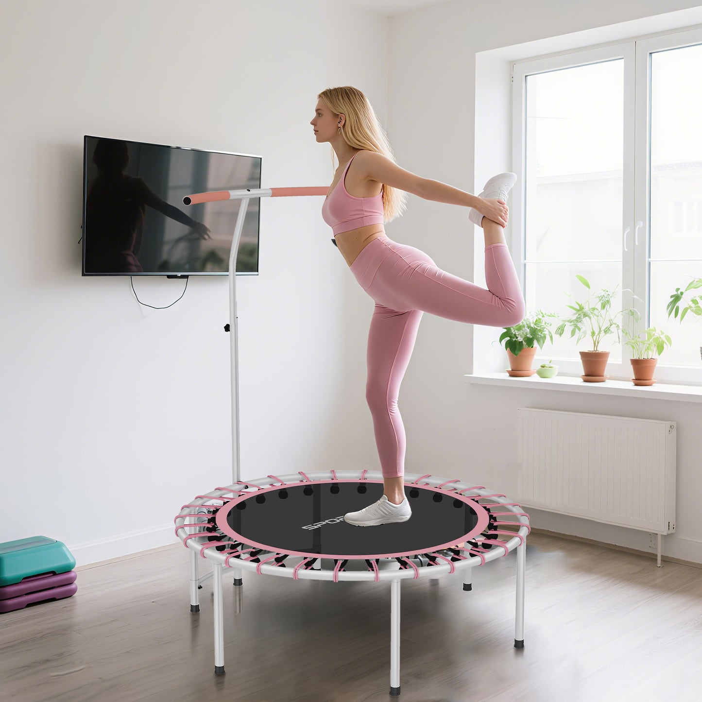 40" Fitness Trampoline, Mini Rebounder Trampoline for Adults