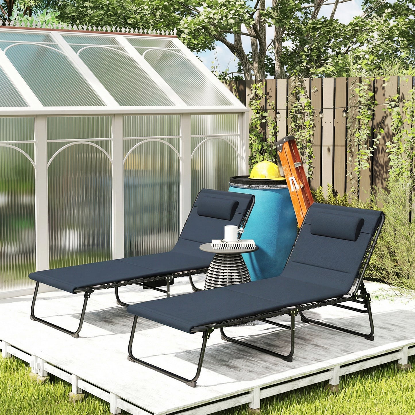 Set of Two Reclining Sun Loungers (7)