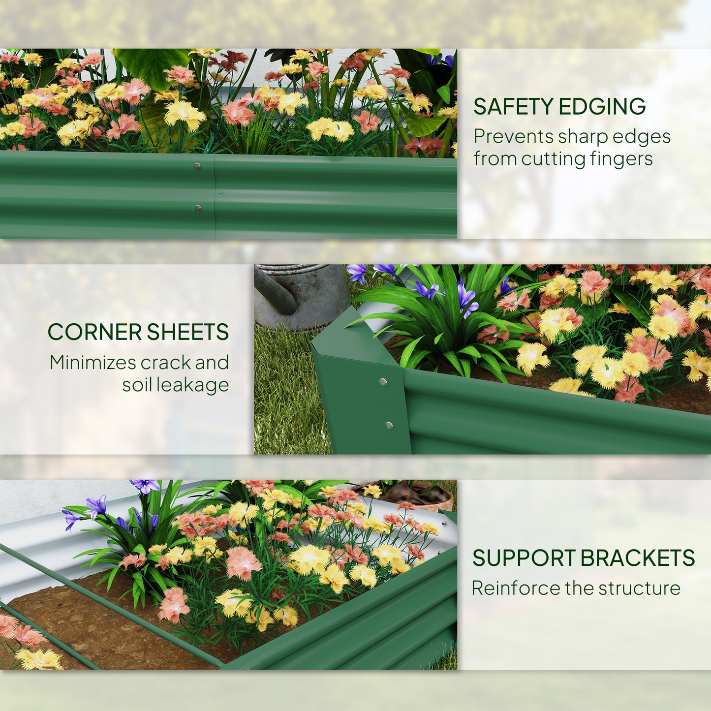 180 x 90cm Galvanised Steel Open Planter