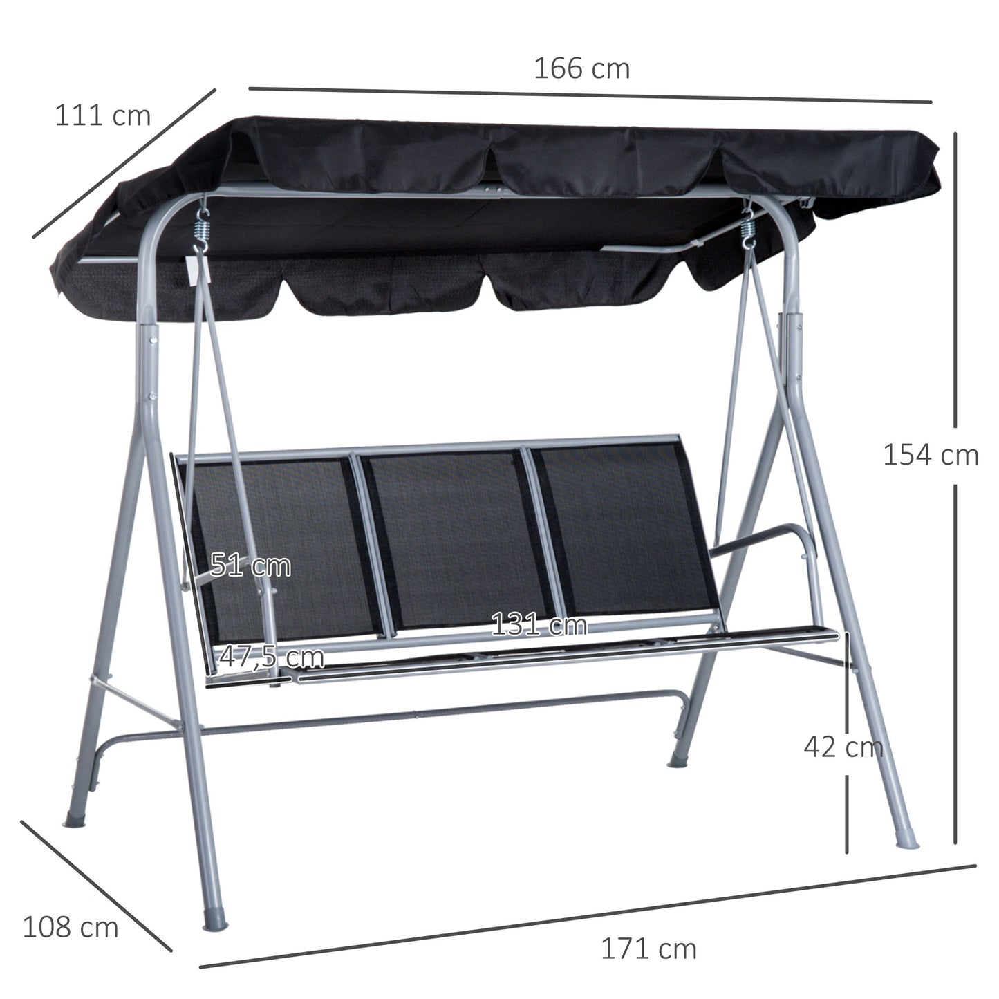 Outdoor 3-Seater Swing Chair
