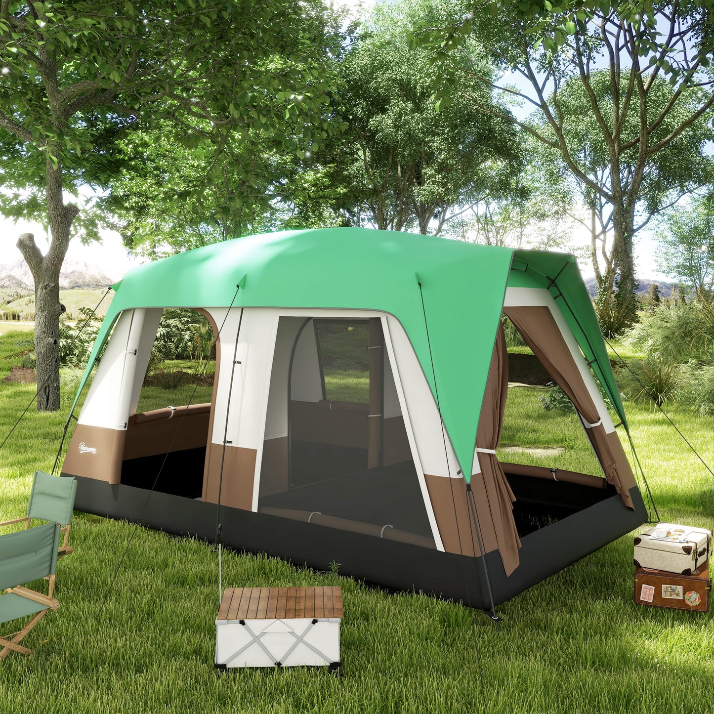 Six-Man Camping Tent, with Small Rainfly and Accessories