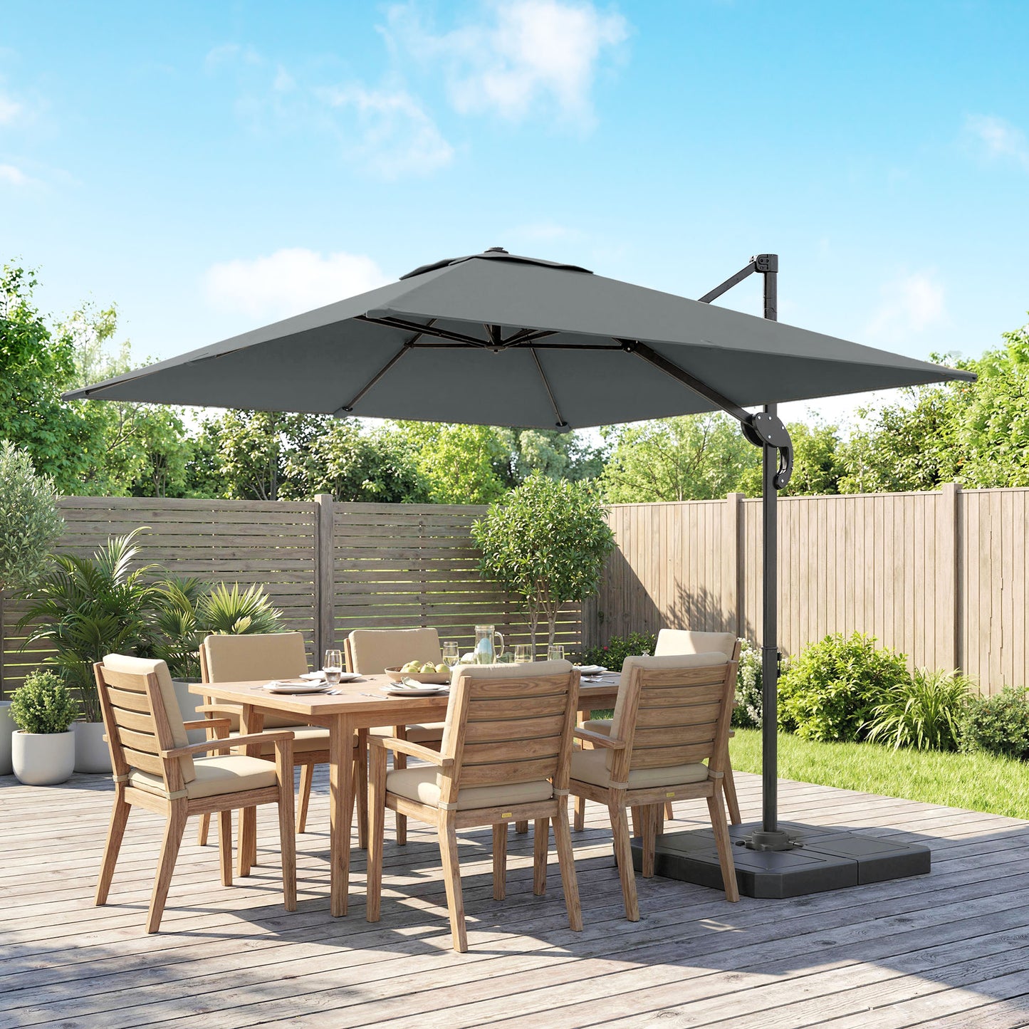 2.4 x 2.4m Cantilever Parasol with Umbrella Weights