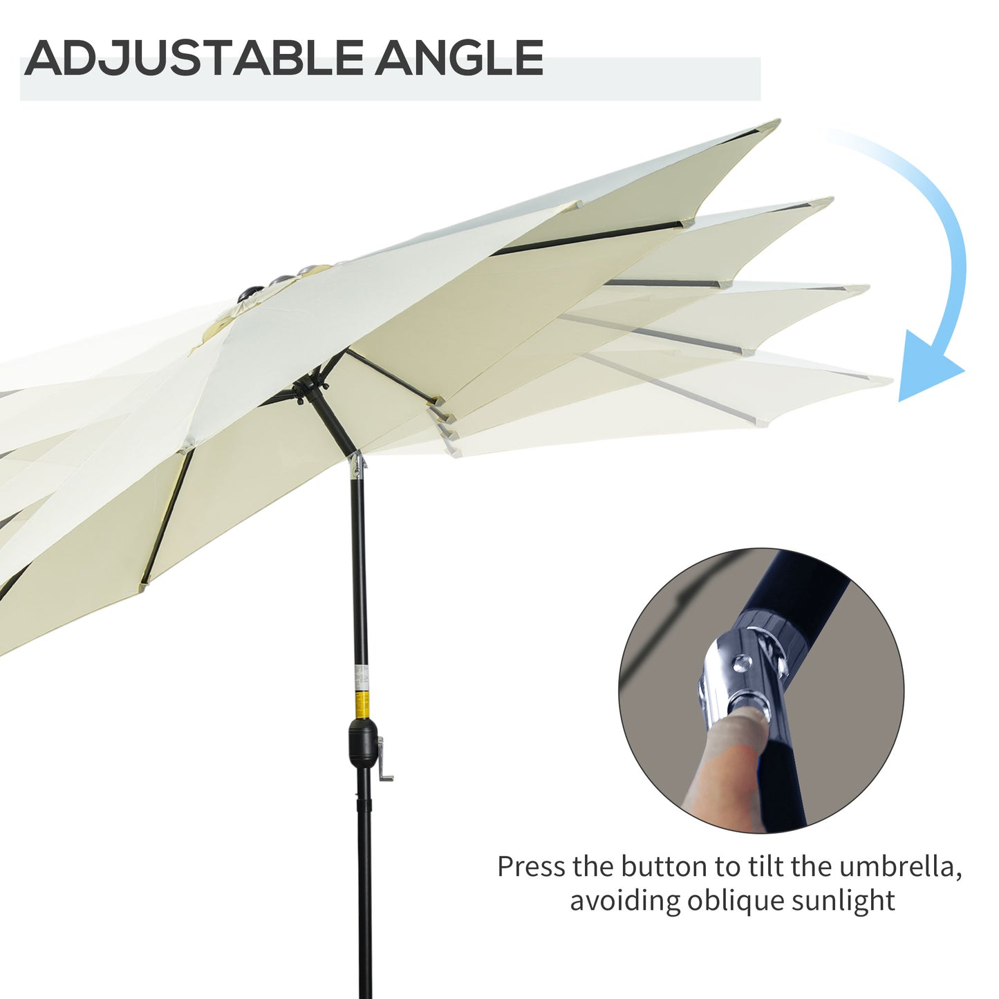 3(m) Tilting Parasol Garden Umbrellas, Outdoor Sun Shade with 8 Ribs