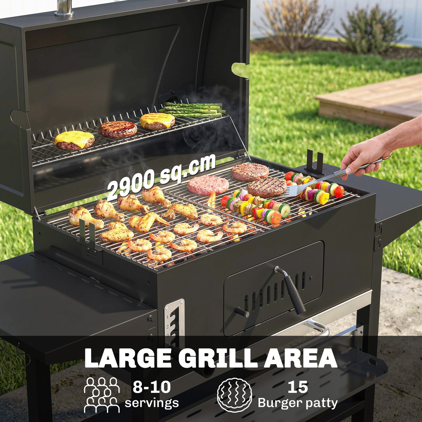Charcoal BBQ Grill Smoker with Electric Rotisserie Kit