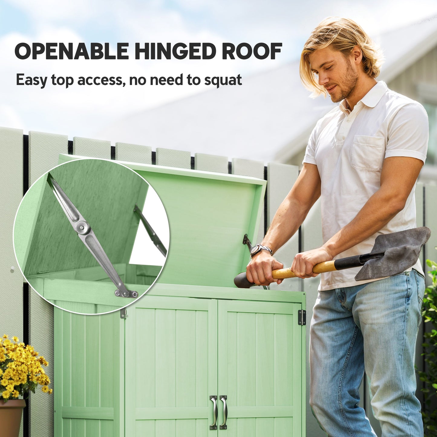 Small Shed, Wooden Garden Shed with Openable Hinged Roof (1)