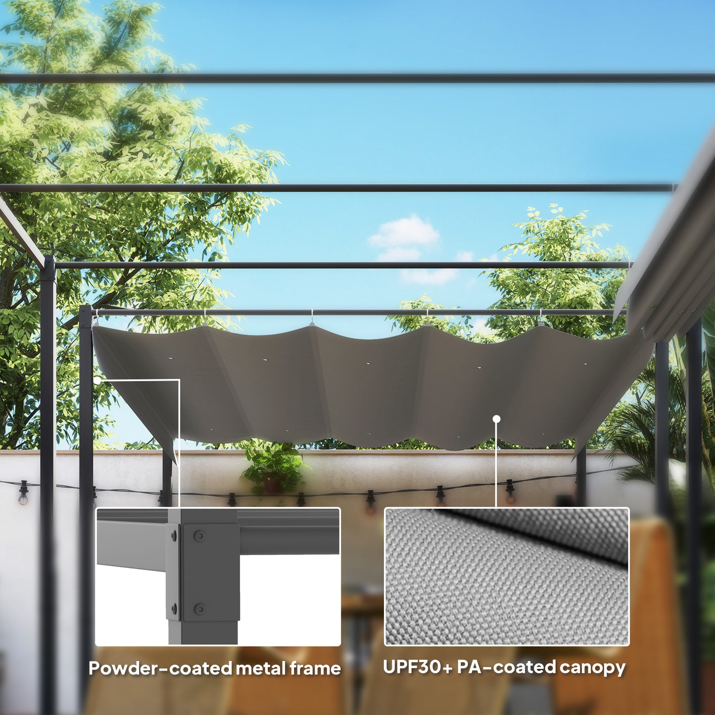 3 x 3m Retractable Roof Metal Pergola