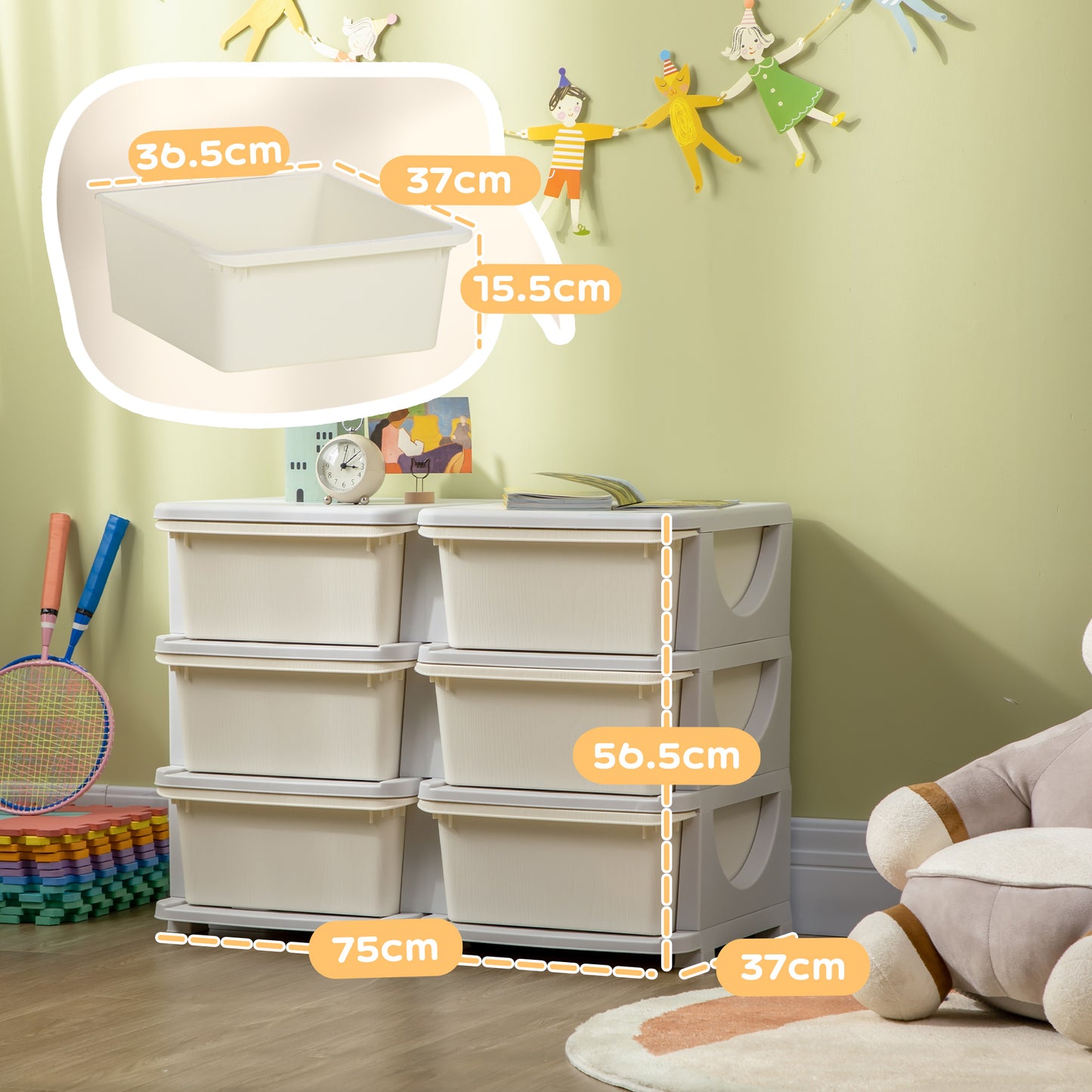 Kids Storage Unit, with Six Drawers