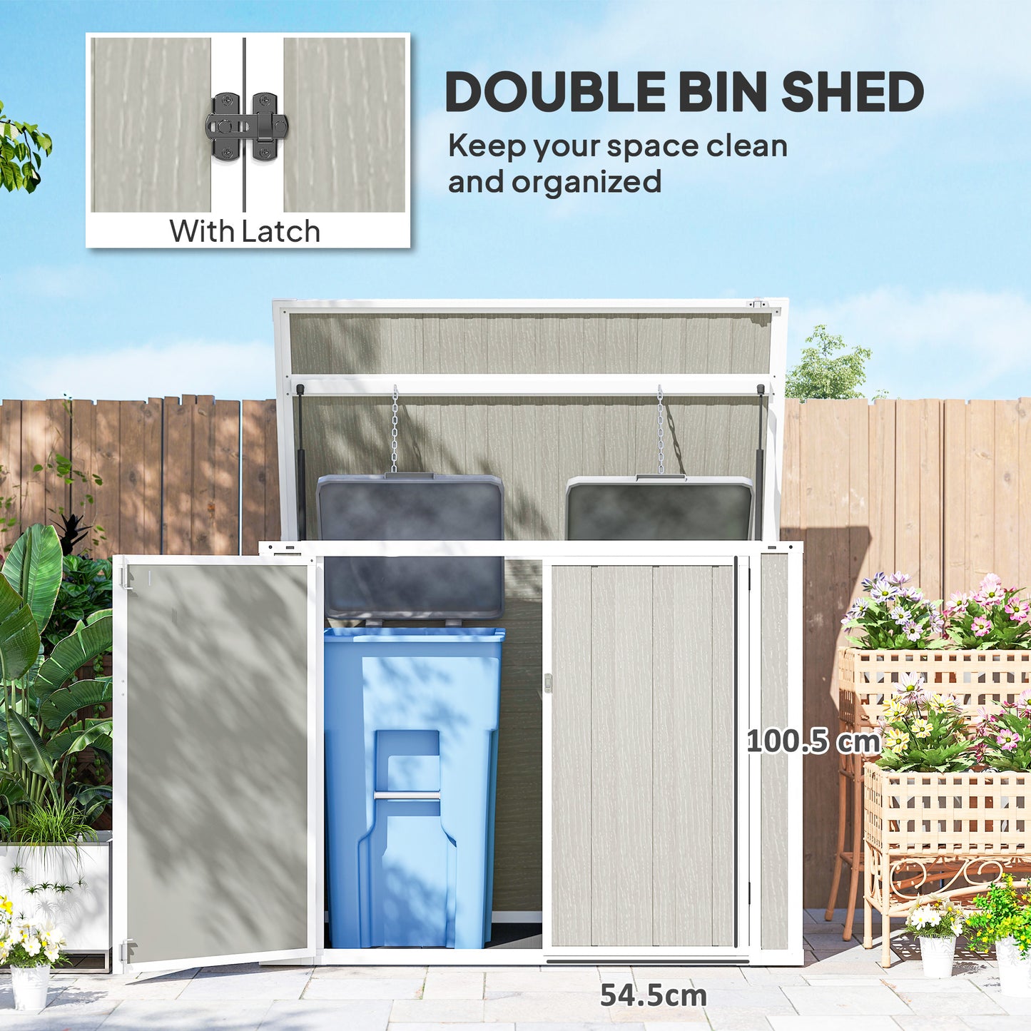 4.7 x 2.5FT Garden Shed, Lockable Outdoor Storage with Openable Lid