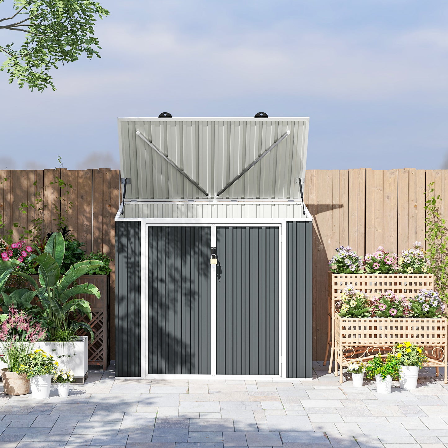 5ft x 3ft Garden 2-Bin Steel Storage Shed