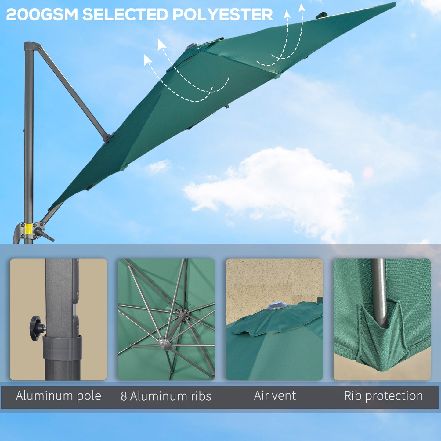 3 x 3(m) Cantilever Parasol with Cross Base