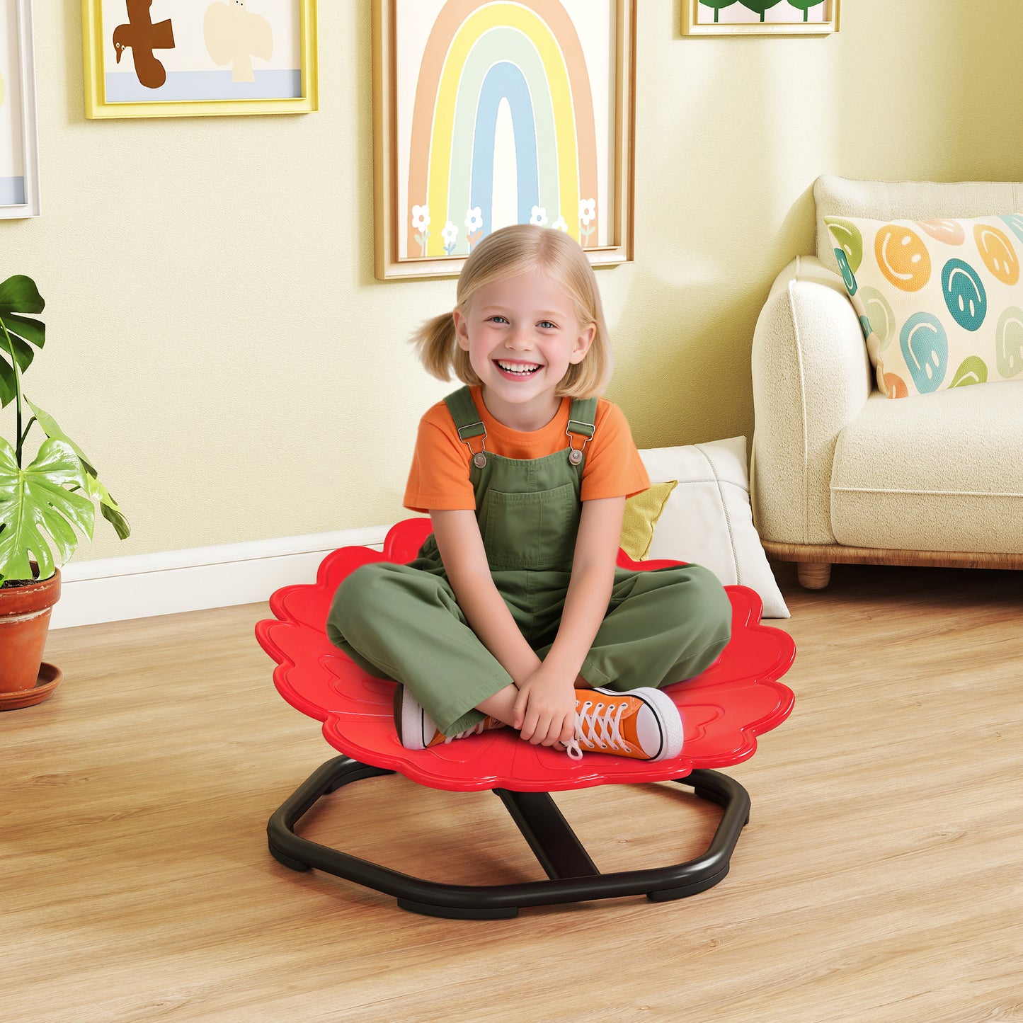 Flower-Shaped Sensory Spinning Chair with Non-Slip Base