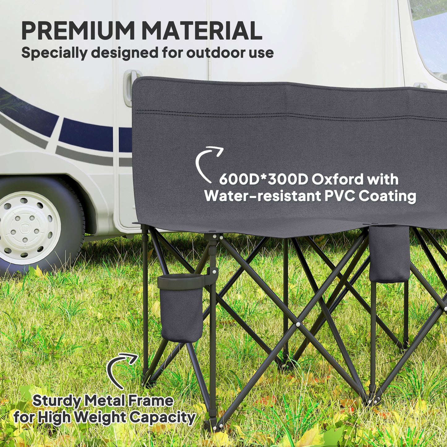 6 Seater Folding Camping Chair with Cup Holder & Carry Bag