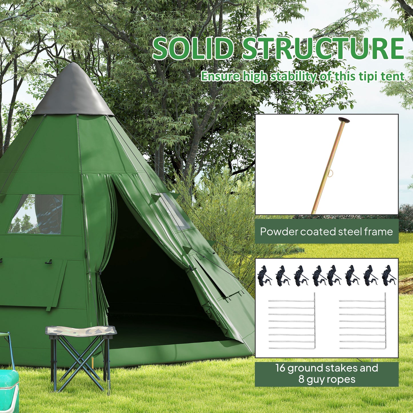 6 Men Tipi Tent with Carry Bag
