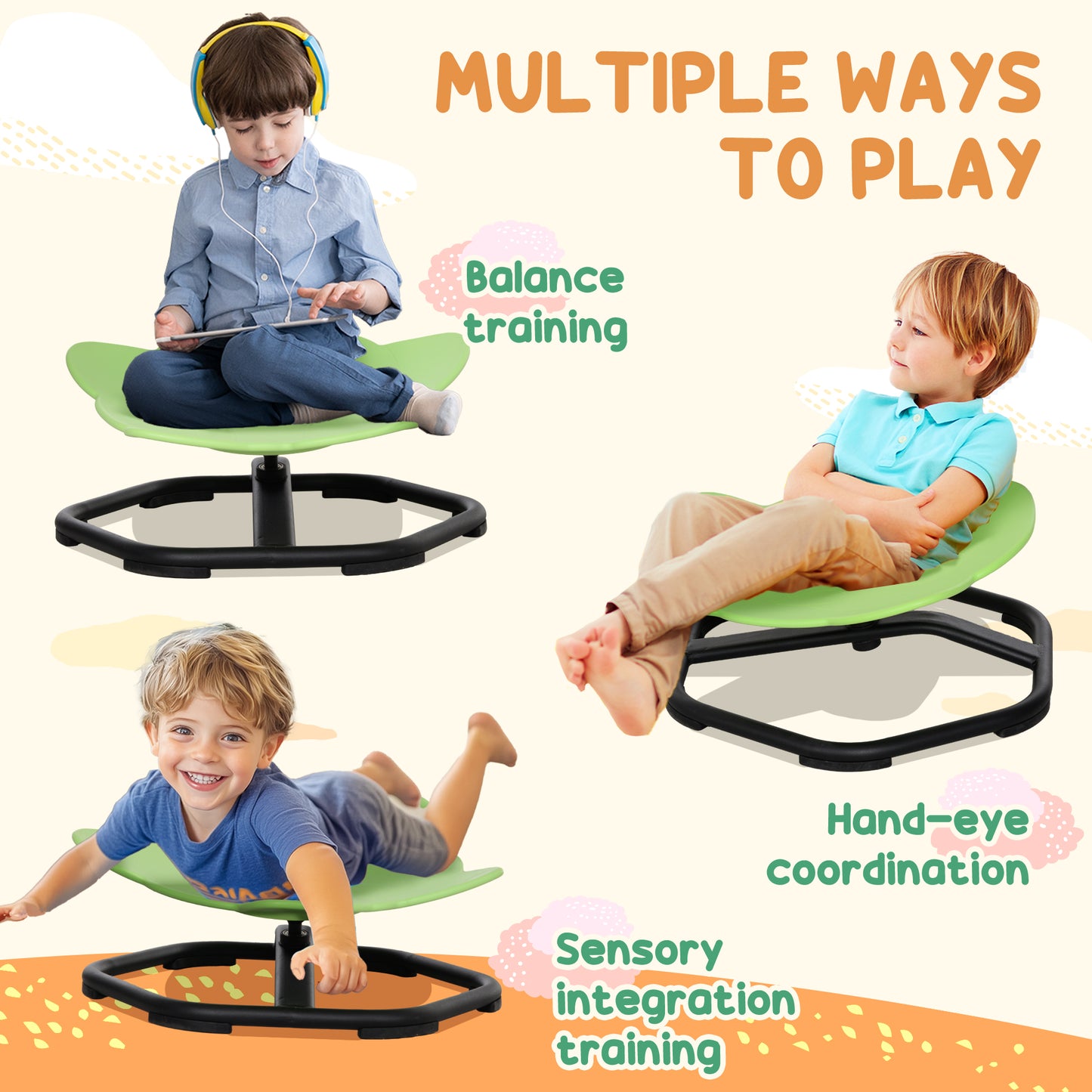 Elephant-Shaped Spinning Chair for Autism, 3-6 Years