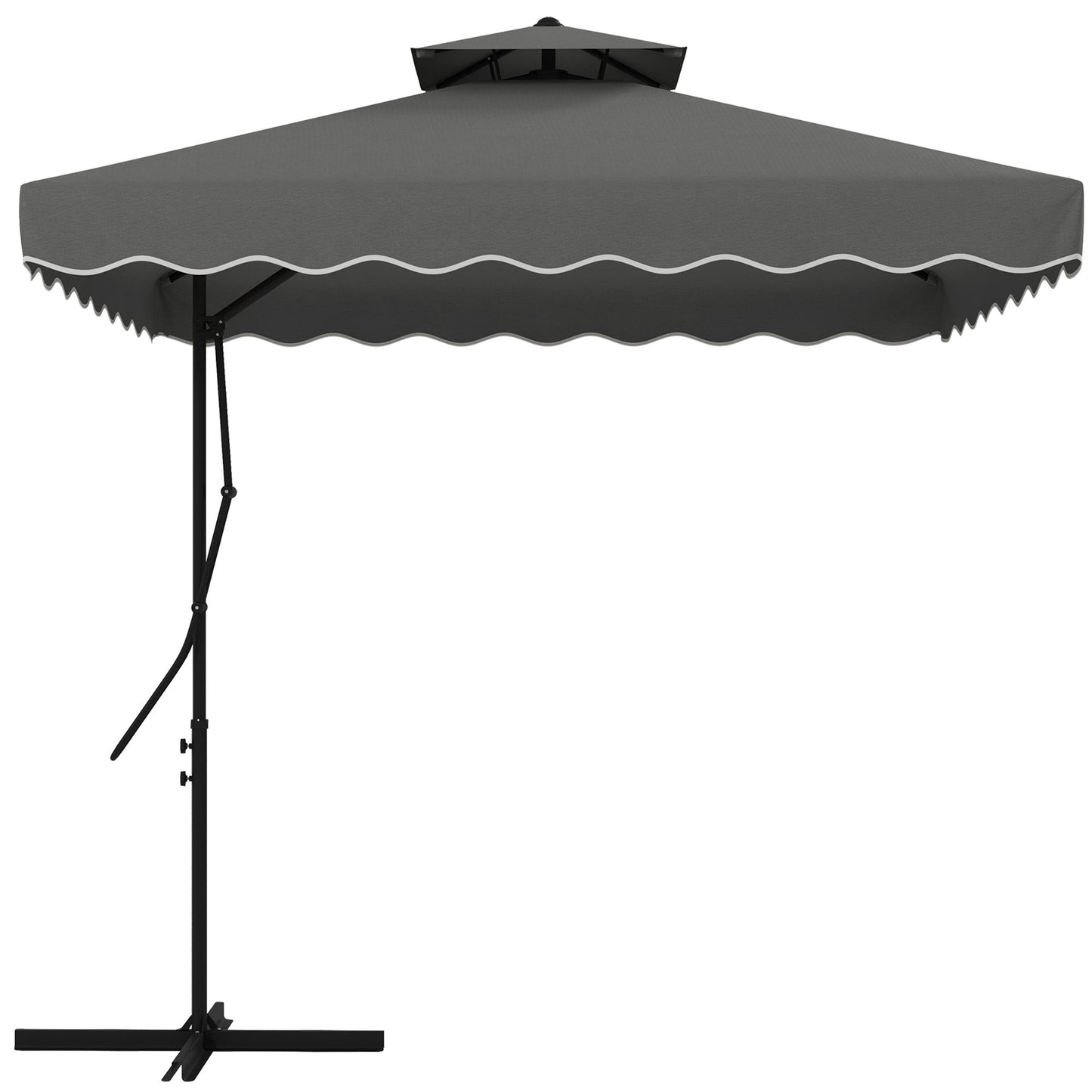 2.5m Square Double Top Garden Parasol Cantilever Umbrella with Ruffles