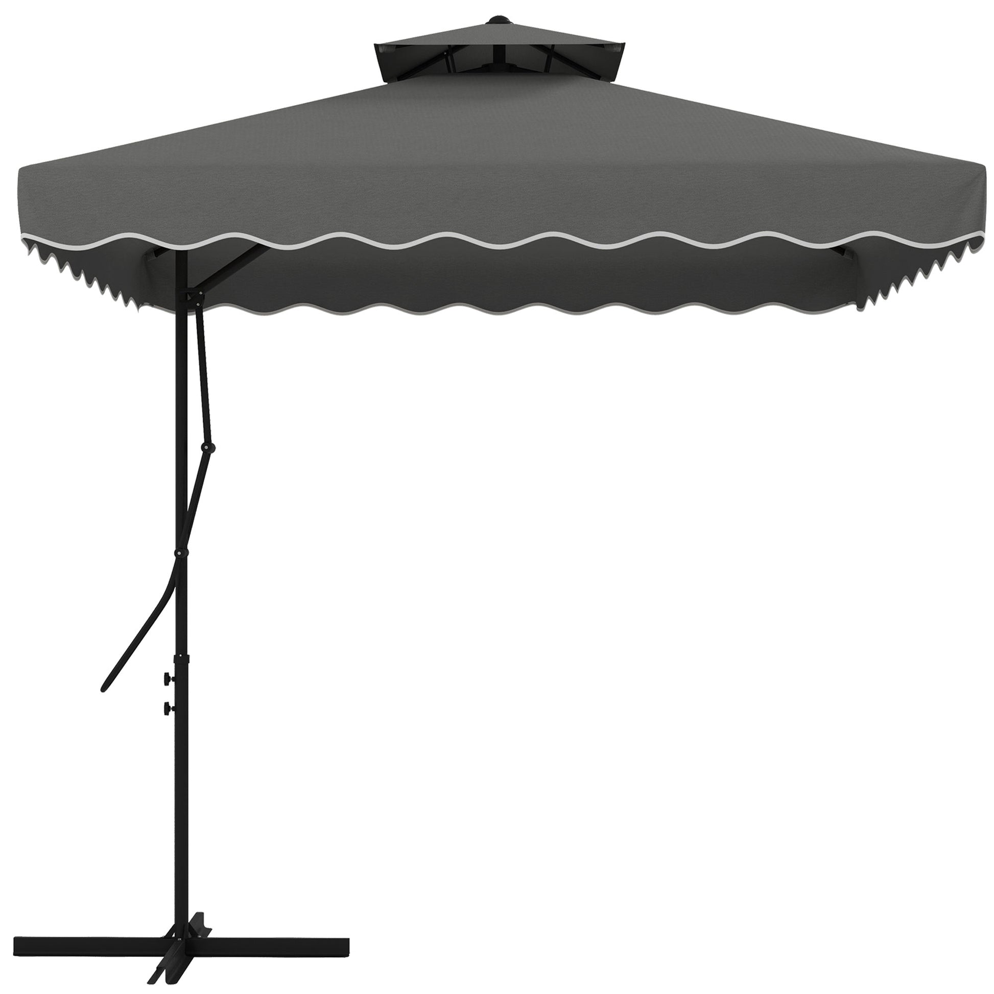 2.5m Square Double Top Garden Parasol Cantilever Umbrella with Ruffles