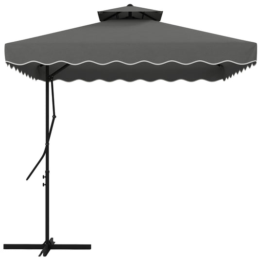 2.5m Square Double Top Garden Parasol Cantilever Umbrella with Ruffles