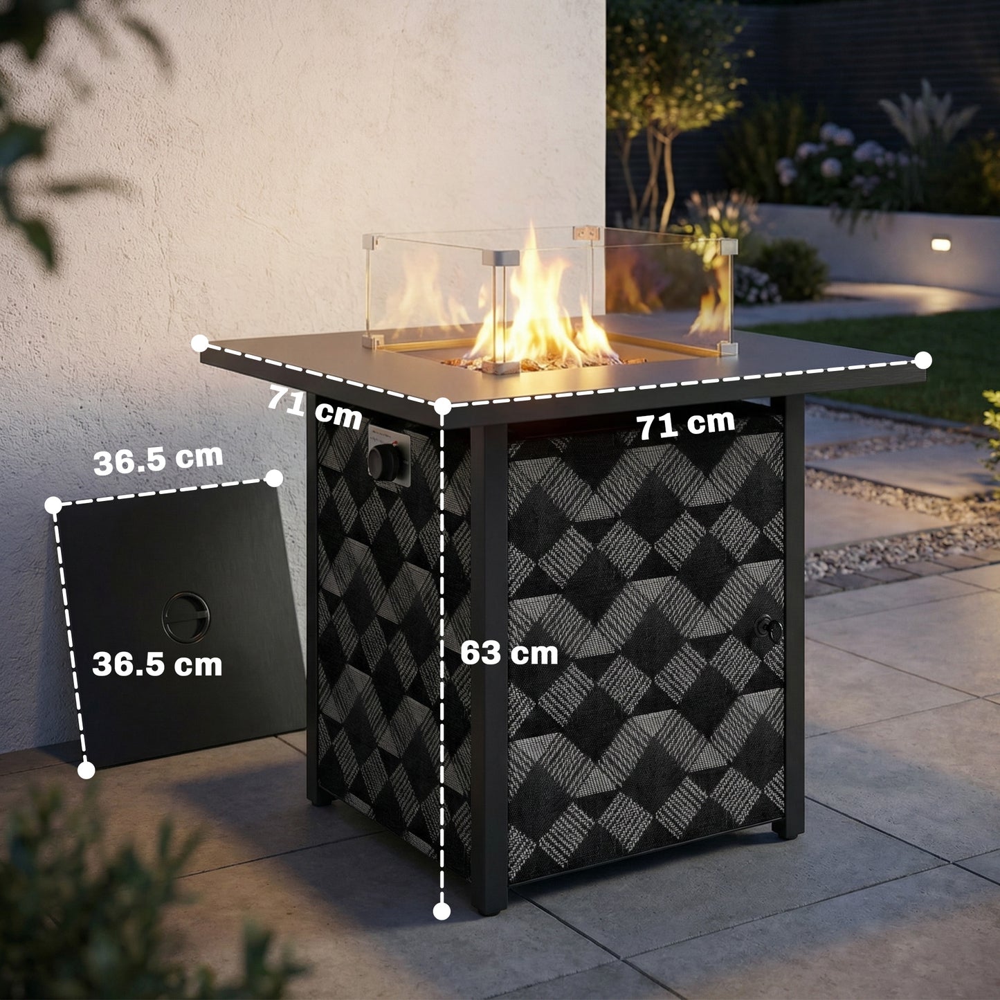 Square Propane Gas Fire Pit Table (2)