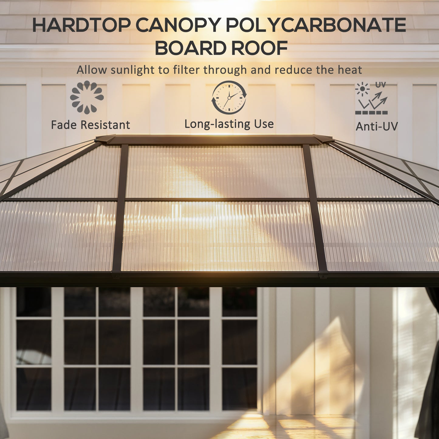3.6 x 4m Hardtop Gazebo Canopy with Polycarbonate Roof (1)