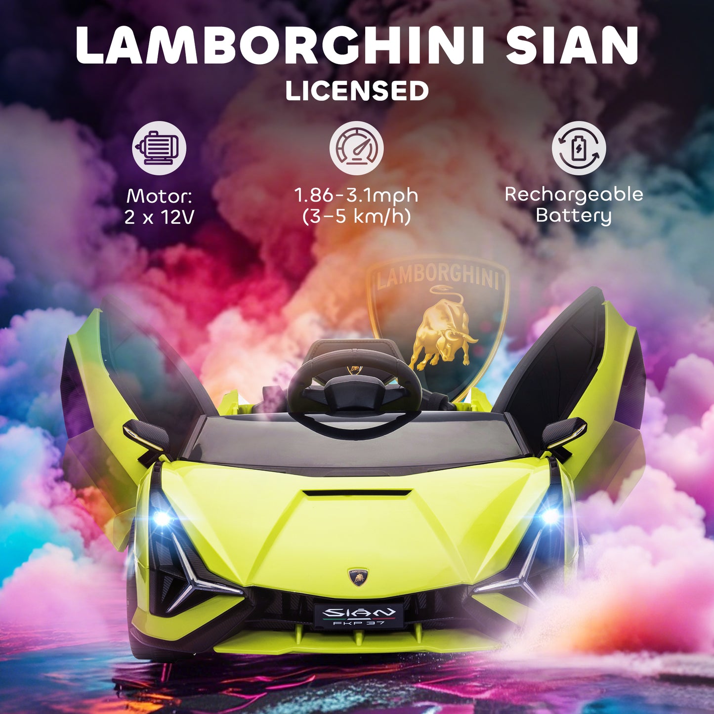 Lamborghini Sian Licensed 12V Electric Car for Kids 2 Motors Toy Car