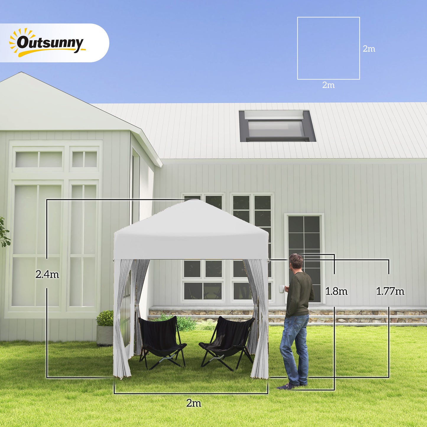 2 x 2 m Garden Pop Up Gazebo, Wedding Party Tent Marquee