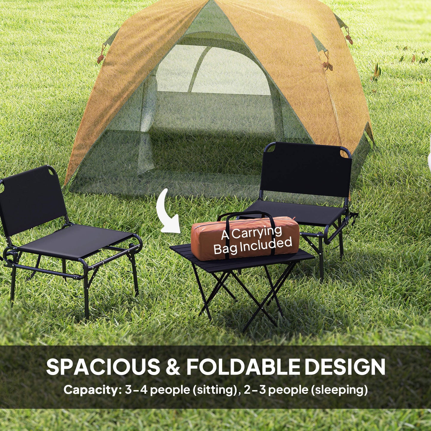 3-4 Person Camping Tent, Easy Set Up Waterproof Dome Tent
