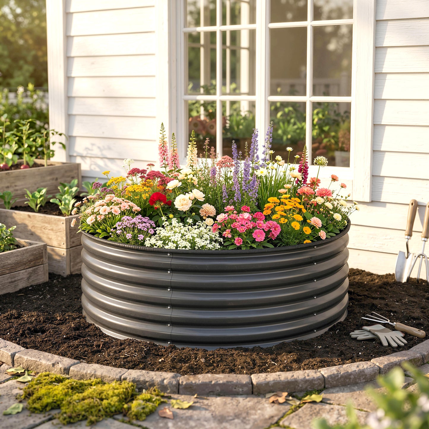 Galvanised Raised Garden Bed with Safety Edging