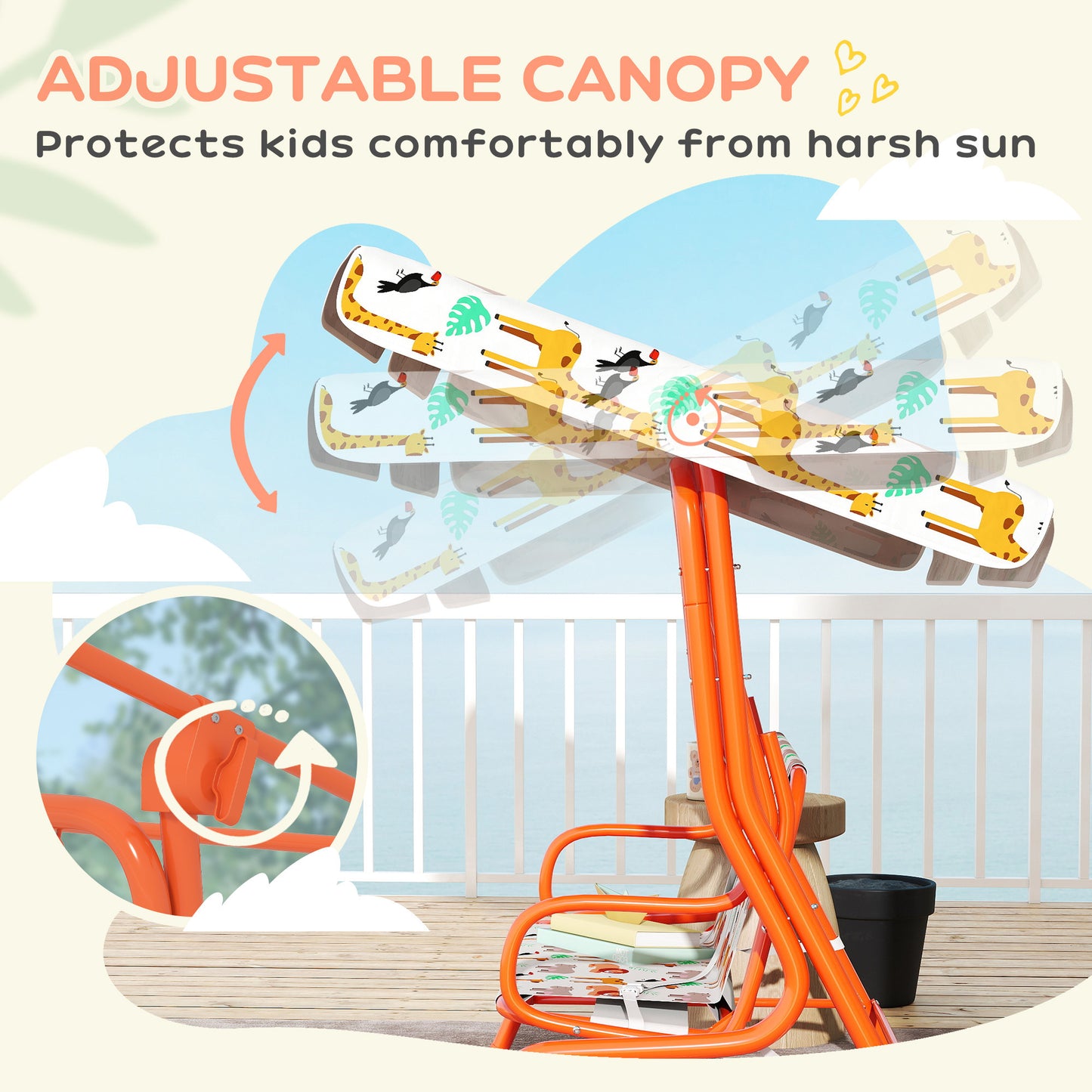 Kids Porch Swing, 2-Seater Patio Swing Bench Hammock with Seat Belts