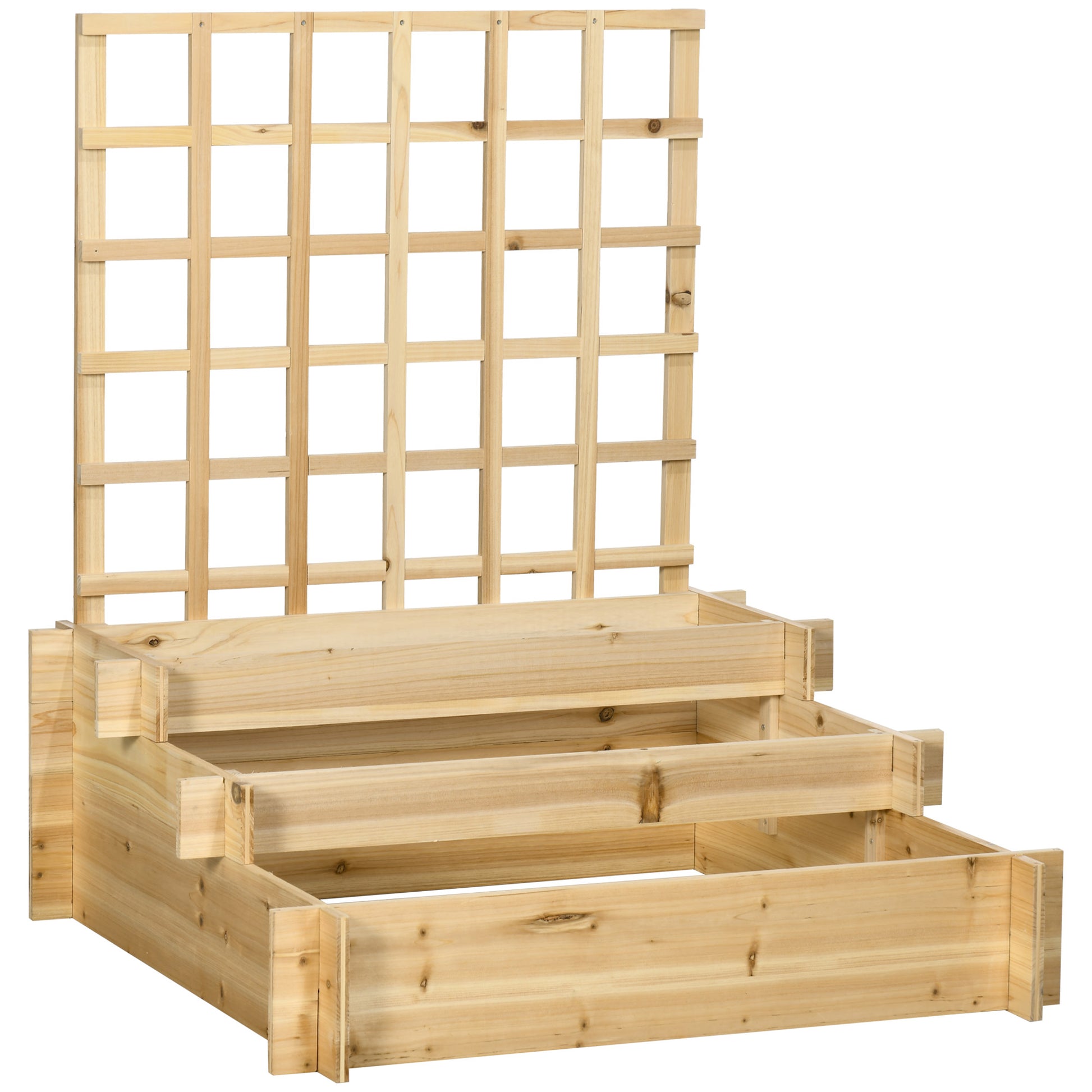 3 Tier Garden Planters with Trellis for Vine Climbing