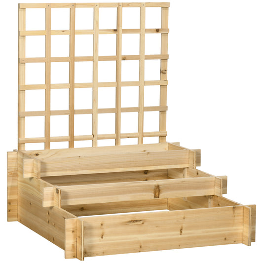 3 Tier Garden Planters with Trellis for Vine Climbing