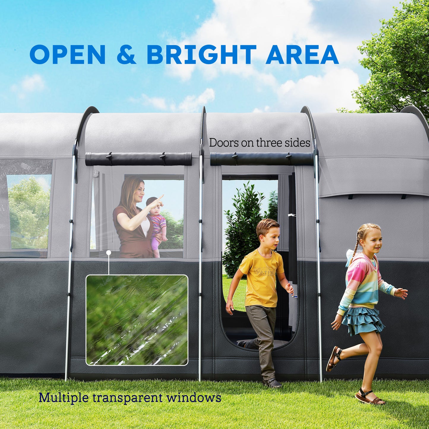 8-Person Camping Tent, Waterproof Family Tent, Tunnel Design