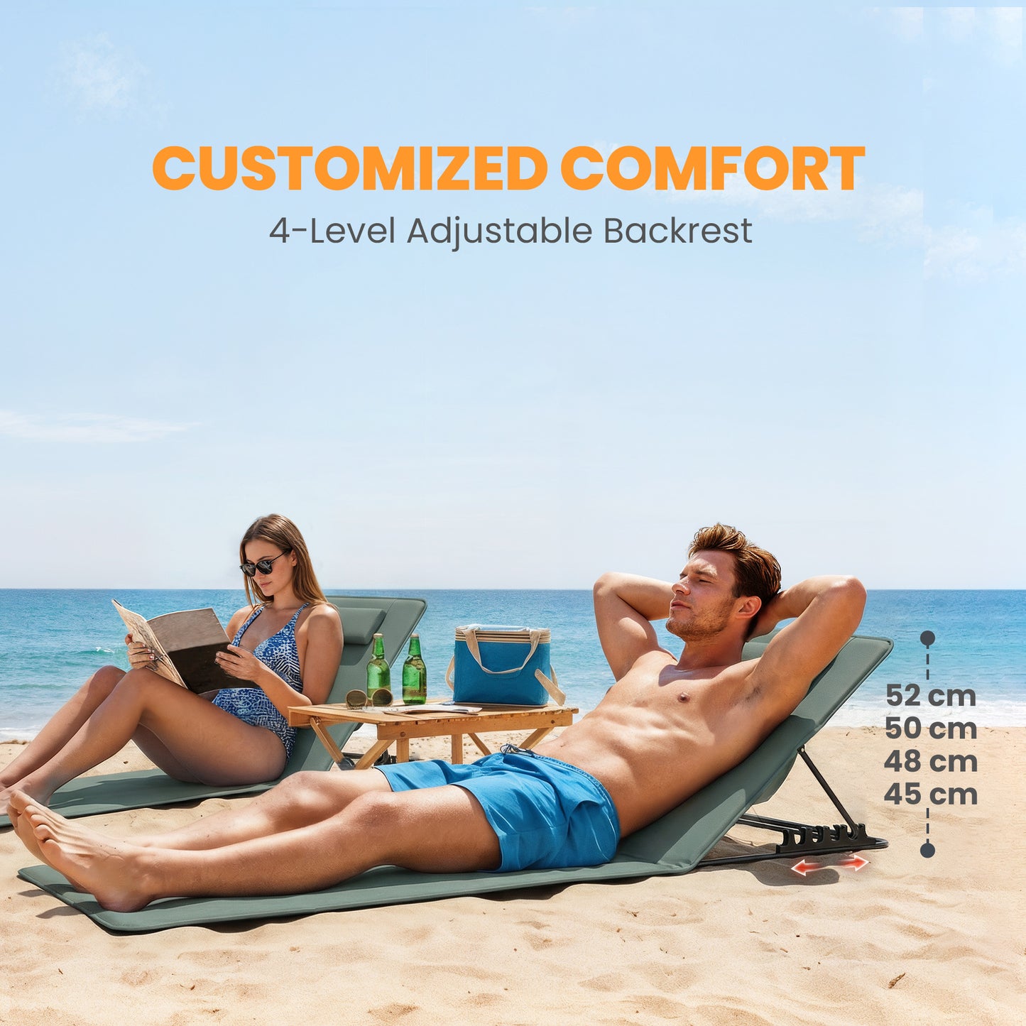 Foldable Sun Loungers Set of 2