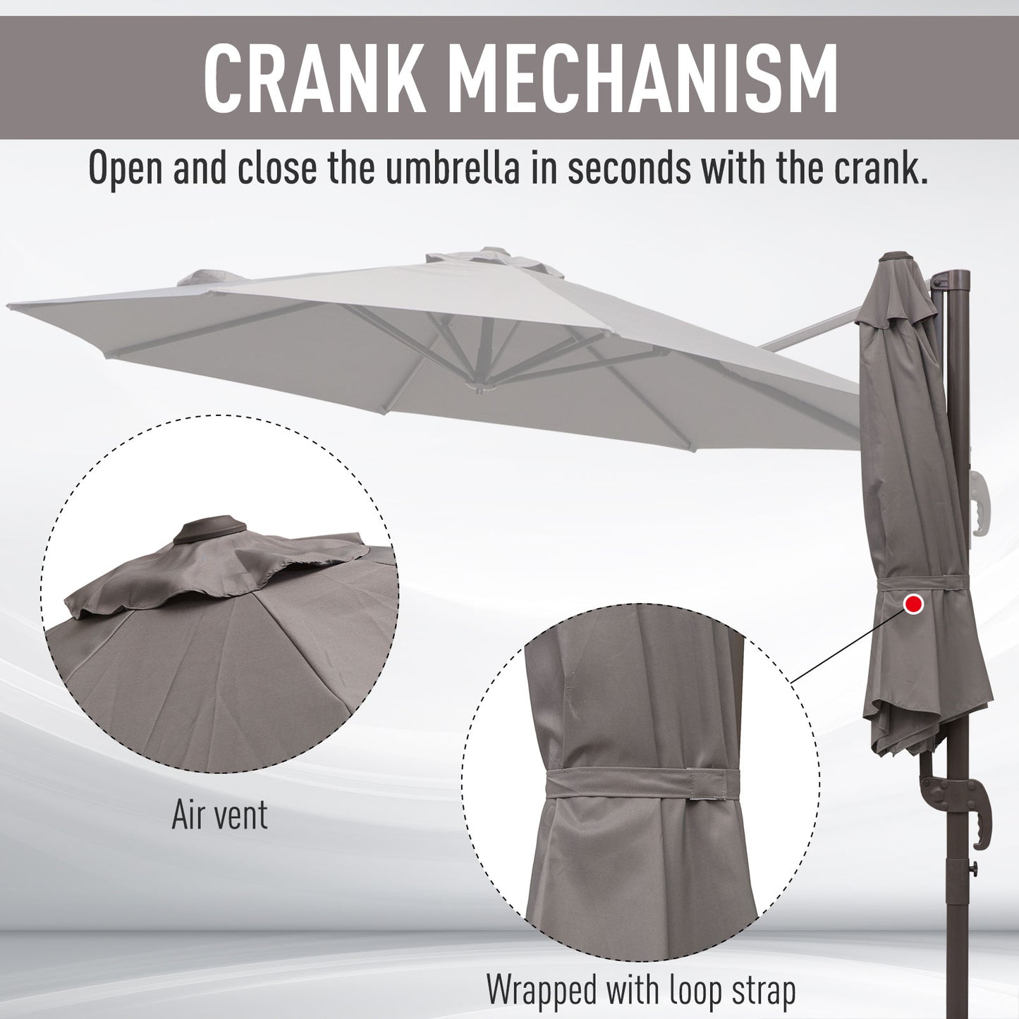 3m Cantilever Aluminium Frame Outdoor Garden Parasol