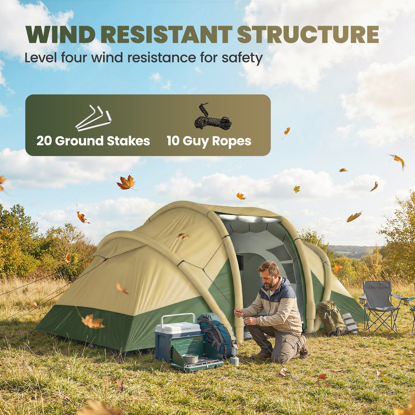 Inflatable Tent 2 Bedroom 3000mm Waterproof Windproof Air Tent