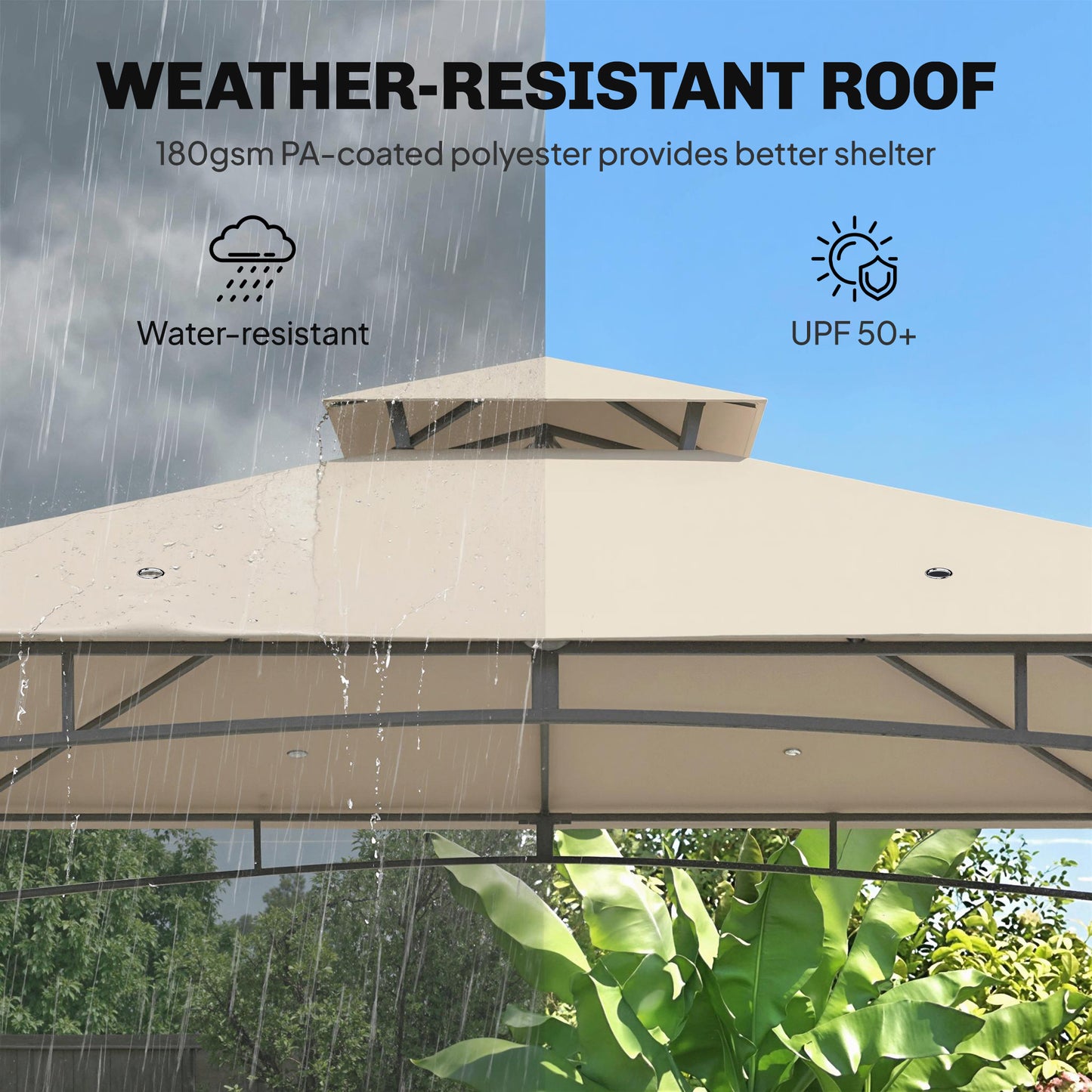 3 x 3 m Gazebo, Garden Gazebo with 2-Tier Roof, Metal Frame