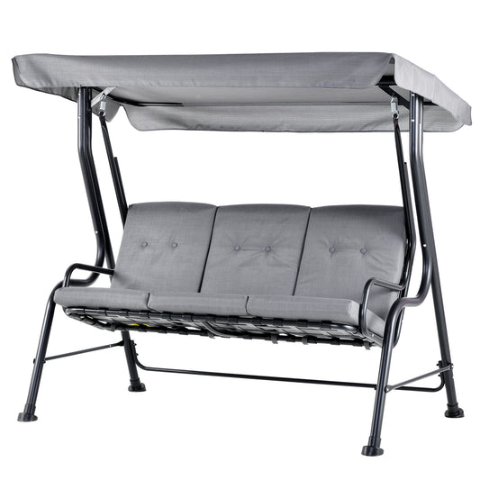 Outdoor 3-person Metal Porch Swing Chair Bench