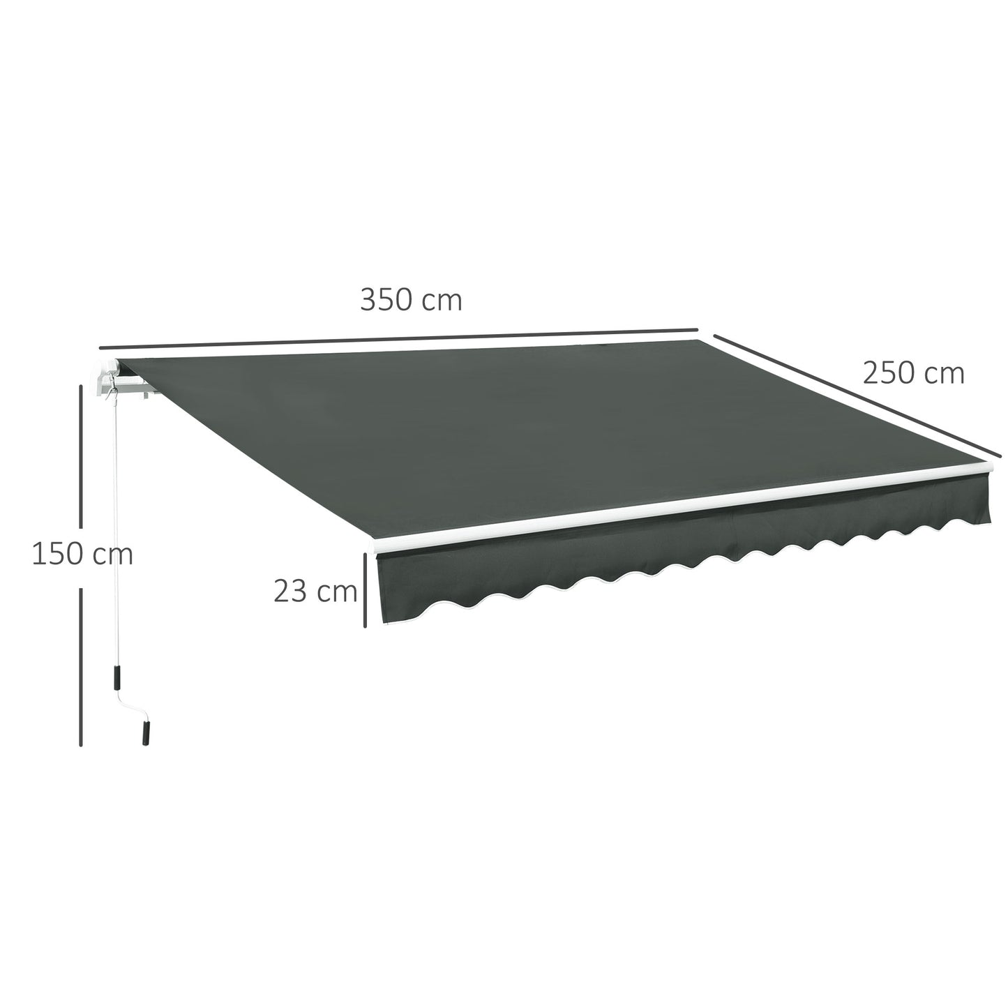 3.5M x 2.5M Manual Awning Canopy Retractable Sun Shade Shelter