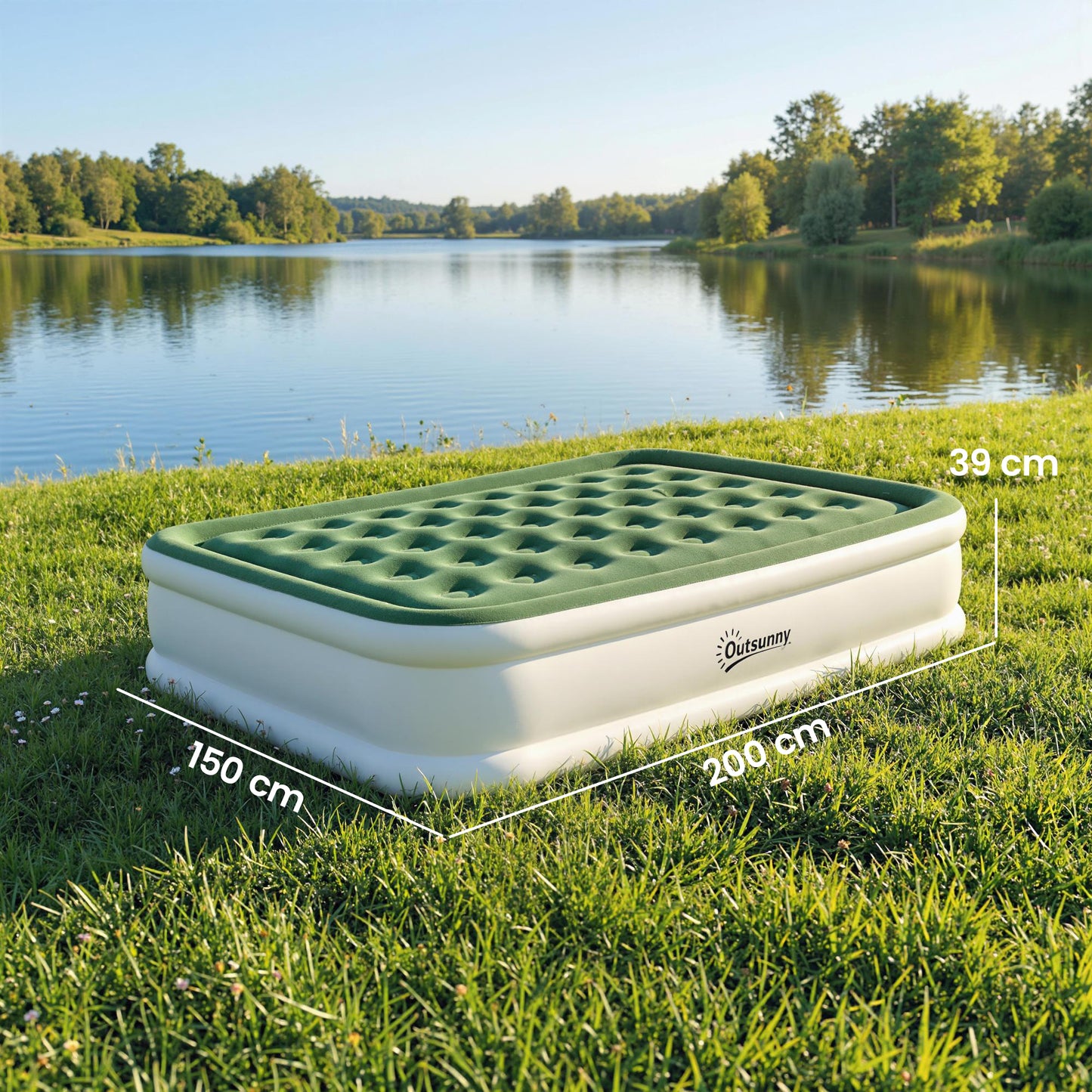 Inflatable Mattress, Double Air Bed with Built-in Electric Pump