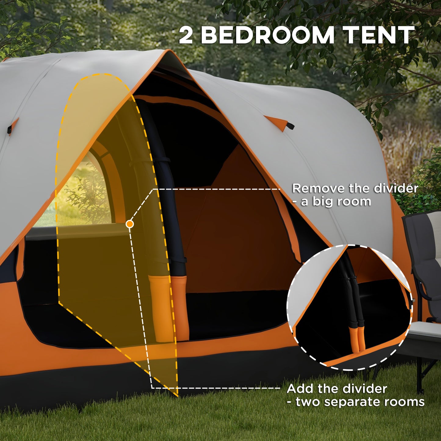 Six-Man Tent, with Two Rooms, Small Rainfly and Accessories