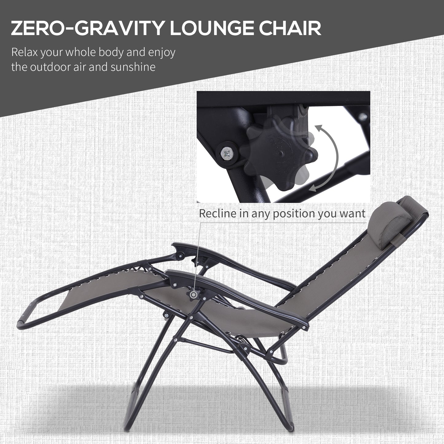 3pcs Folding Zero Gravity Chairs Sun Lounger Table Set w/ Cup