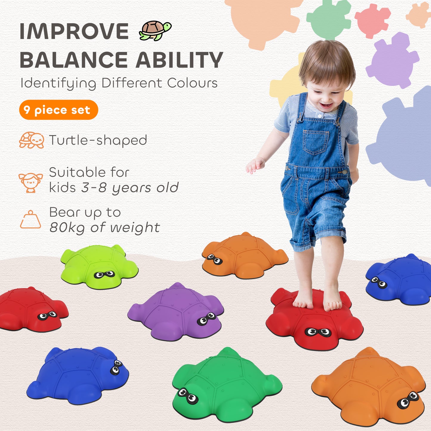 9-Piece Balance Stepping Stones with Non-Slip Edge