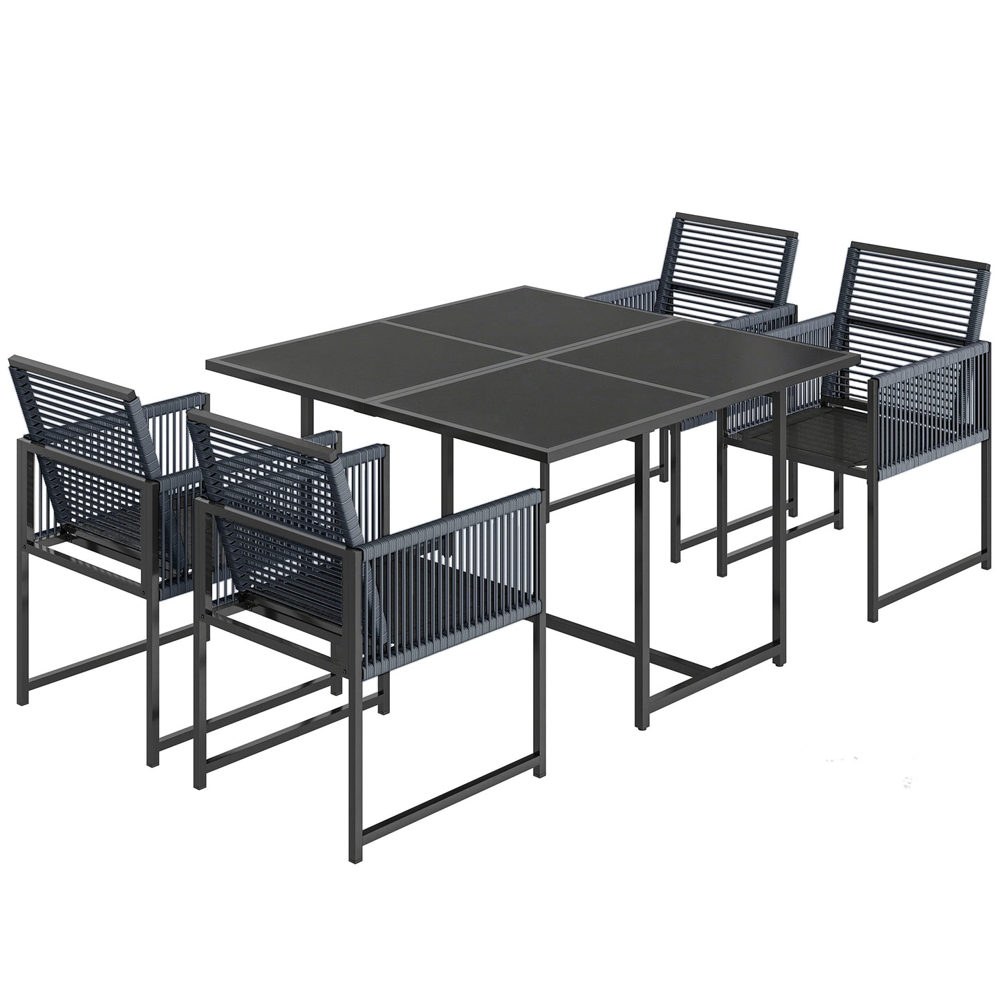 5 Pieces Garden Dining Set, Outdoor Patio Cube Set