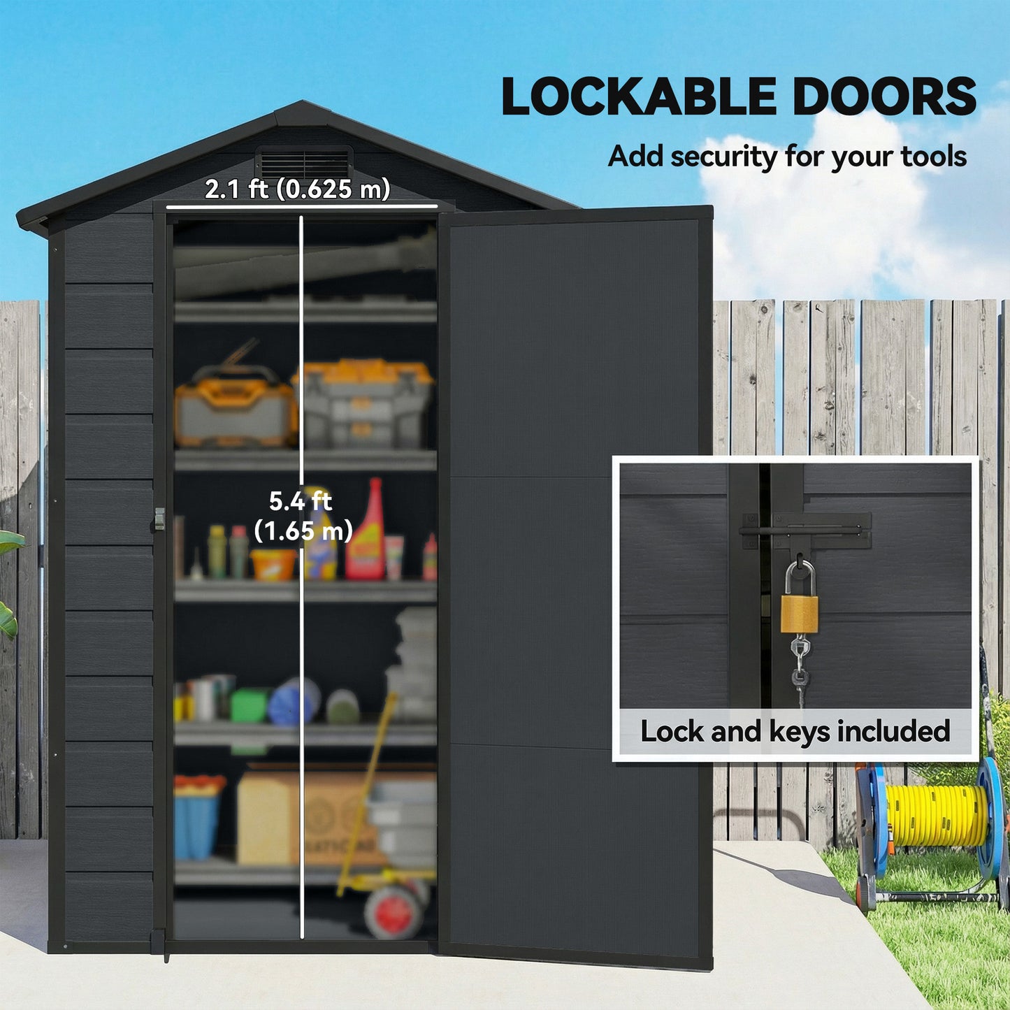 4 x 3 ft Plastic Garden Shed with Floor