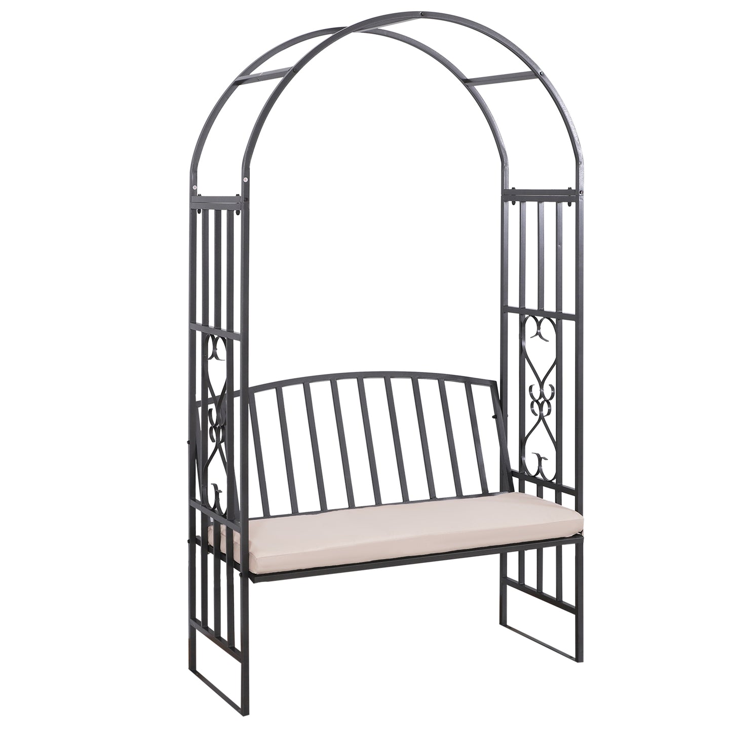 Metal Frame Bench W/Arch, 114Lx60Wx206H cm